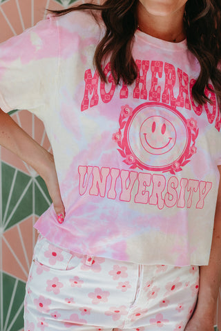 KL+SF Motherhood University Tie Dye Crop Shirt