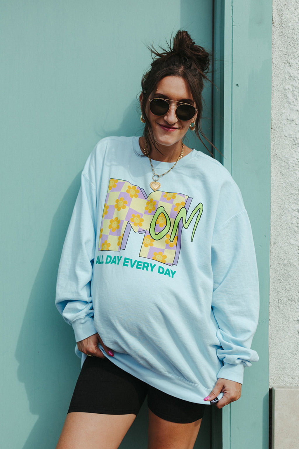 Load image into Gallery viewer, KL+SF MOM TV Blue crewneck
