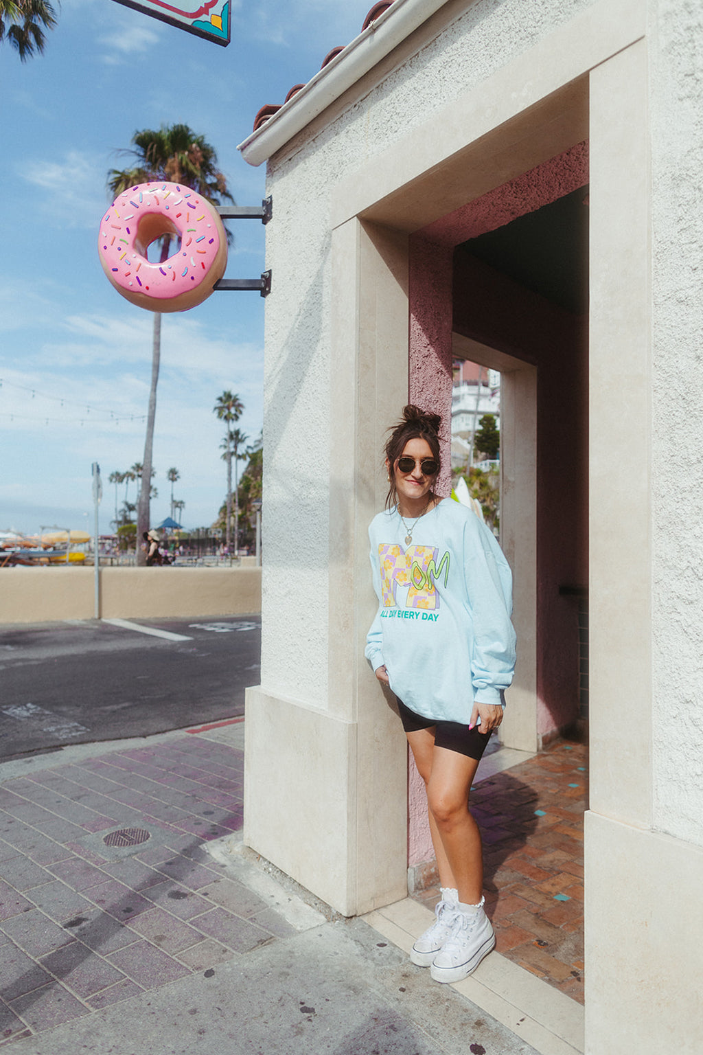 KL+SF MOM TV Blue crewneck