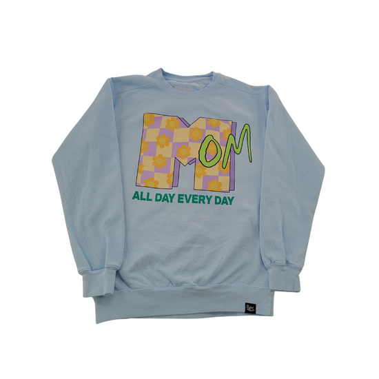 KL+SF MOM TV Blue crewneck