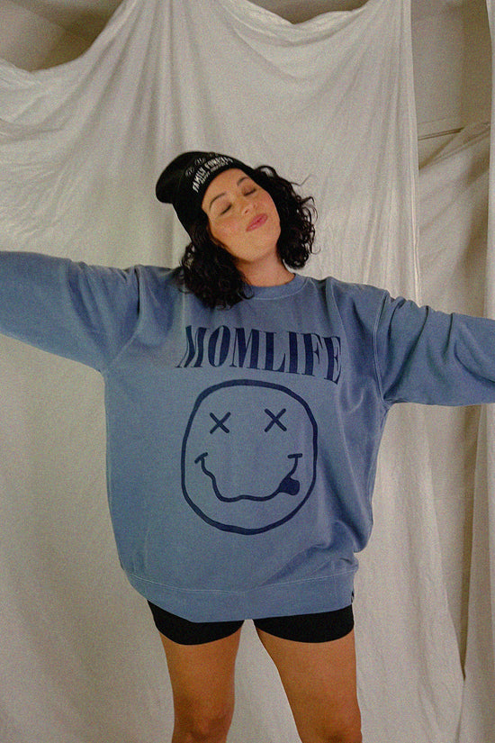 Blue Momlife Rocker Crewneck
