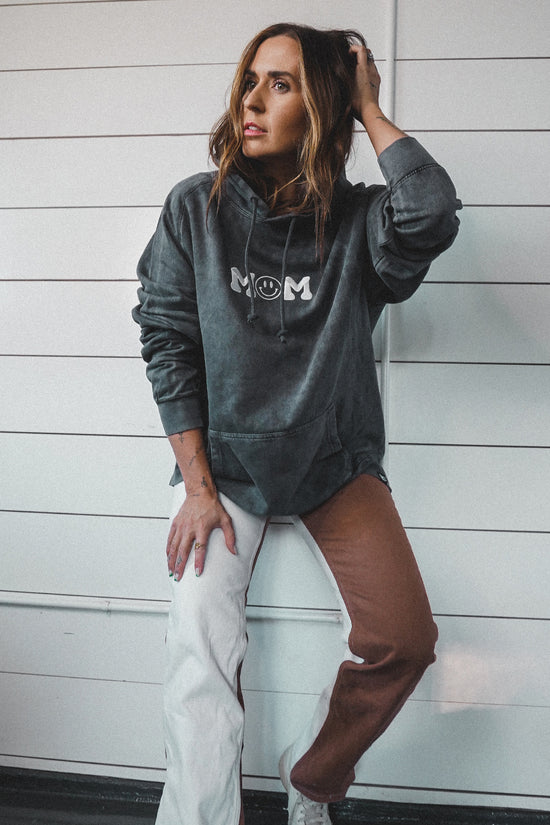 Happy Mom Embroidered Vintage Hoodie