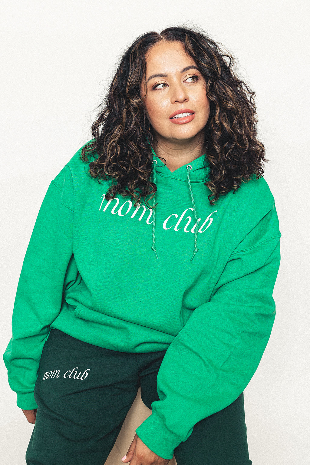 MOM CLUB Cursive Green Hoodie