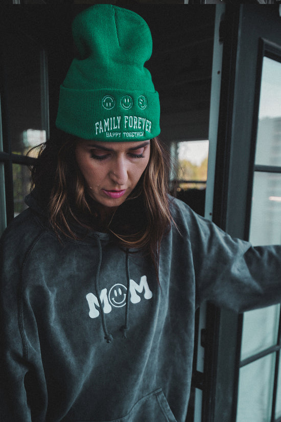 Load image into Gallery viewer, Green Family Forever Embroidered Beanie
