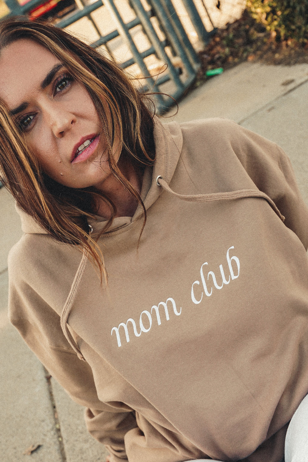 Load image into Gallery viewer, Mom Club Embroidered Brown Hoodie
