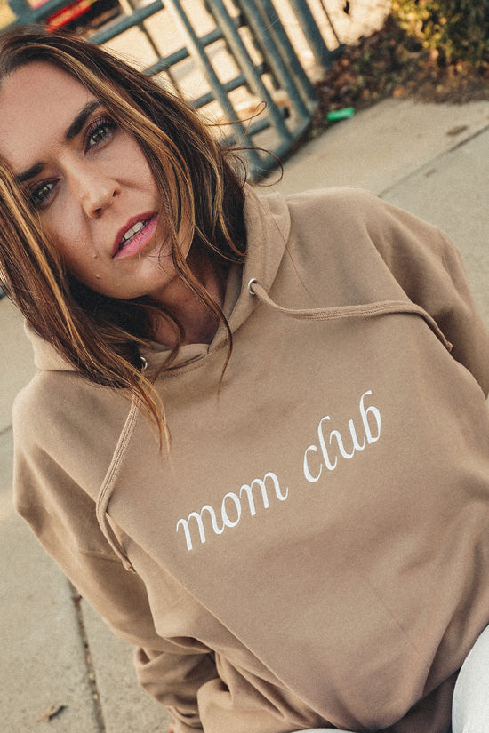 Mom Club Embroidered Brown Hoodie