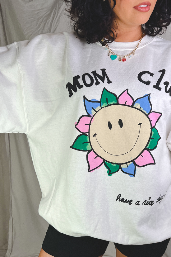 Load image into Gallery viewer, Mom Club Flower Face Crewneck
