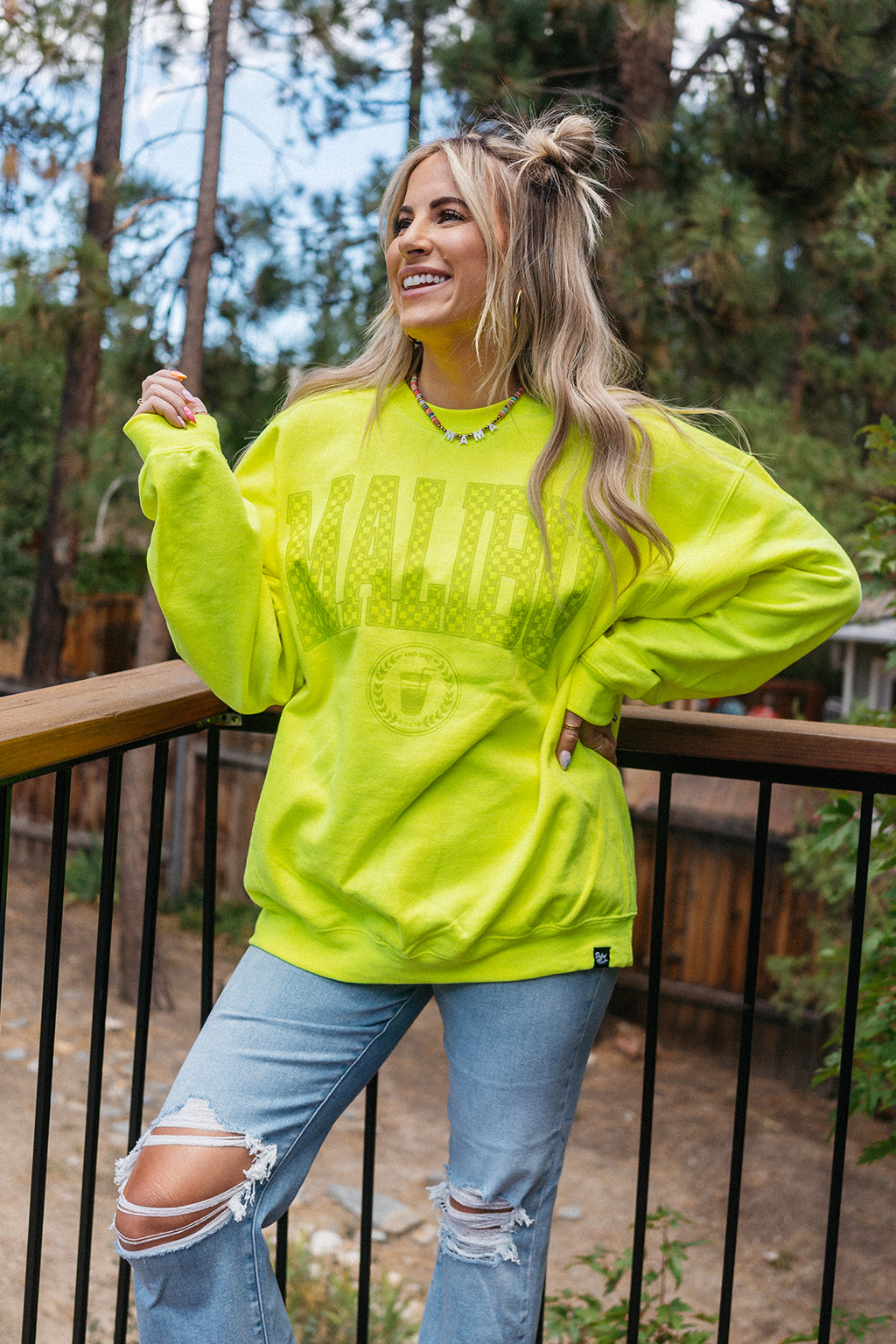 [KH+SF] Malibu & Diet Crewneck Neon Yellow