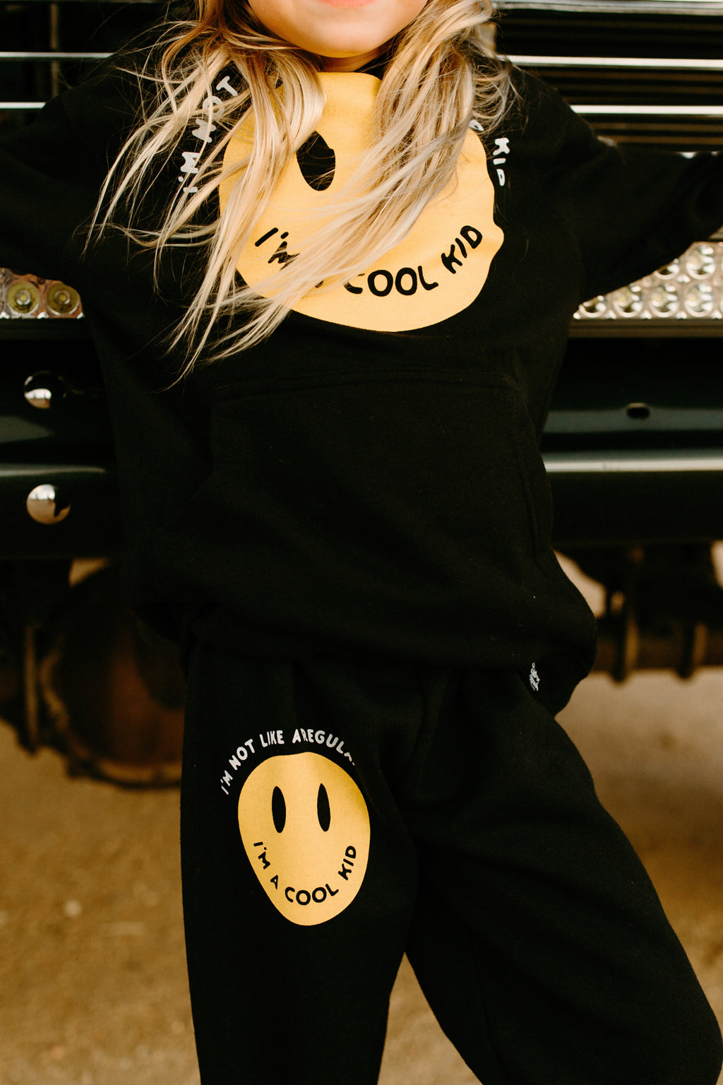 Load image into Gallery viewer, KH+SF I&amp;#39;m not a Regular Kid Smiley Sweat Pants
