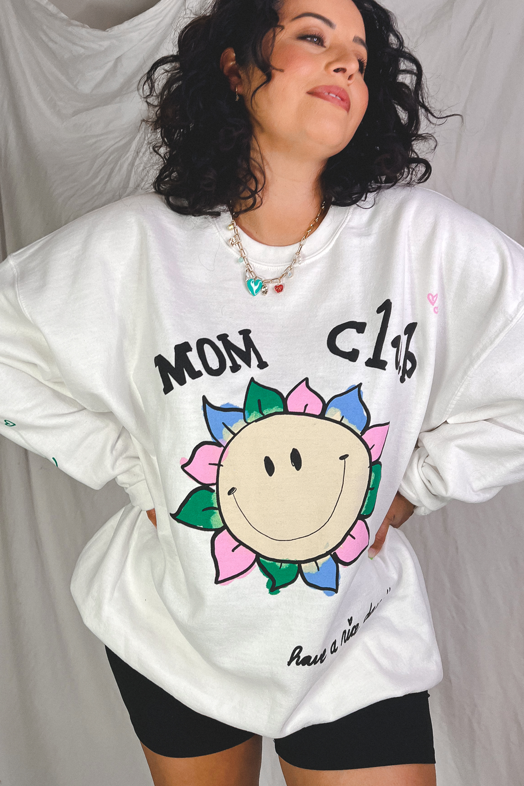 Mom Club Flower Face Crewneck