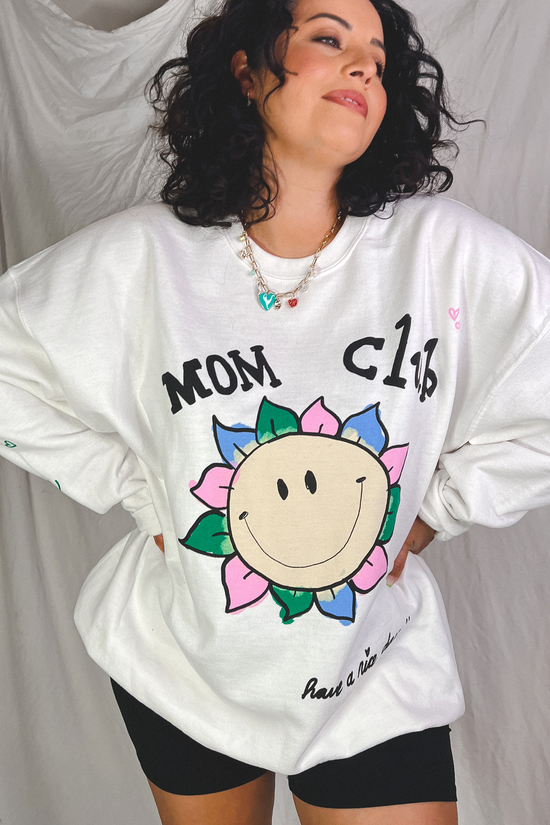 Load image into Gallery viewer, Mom Club Flower Face Crewneck

