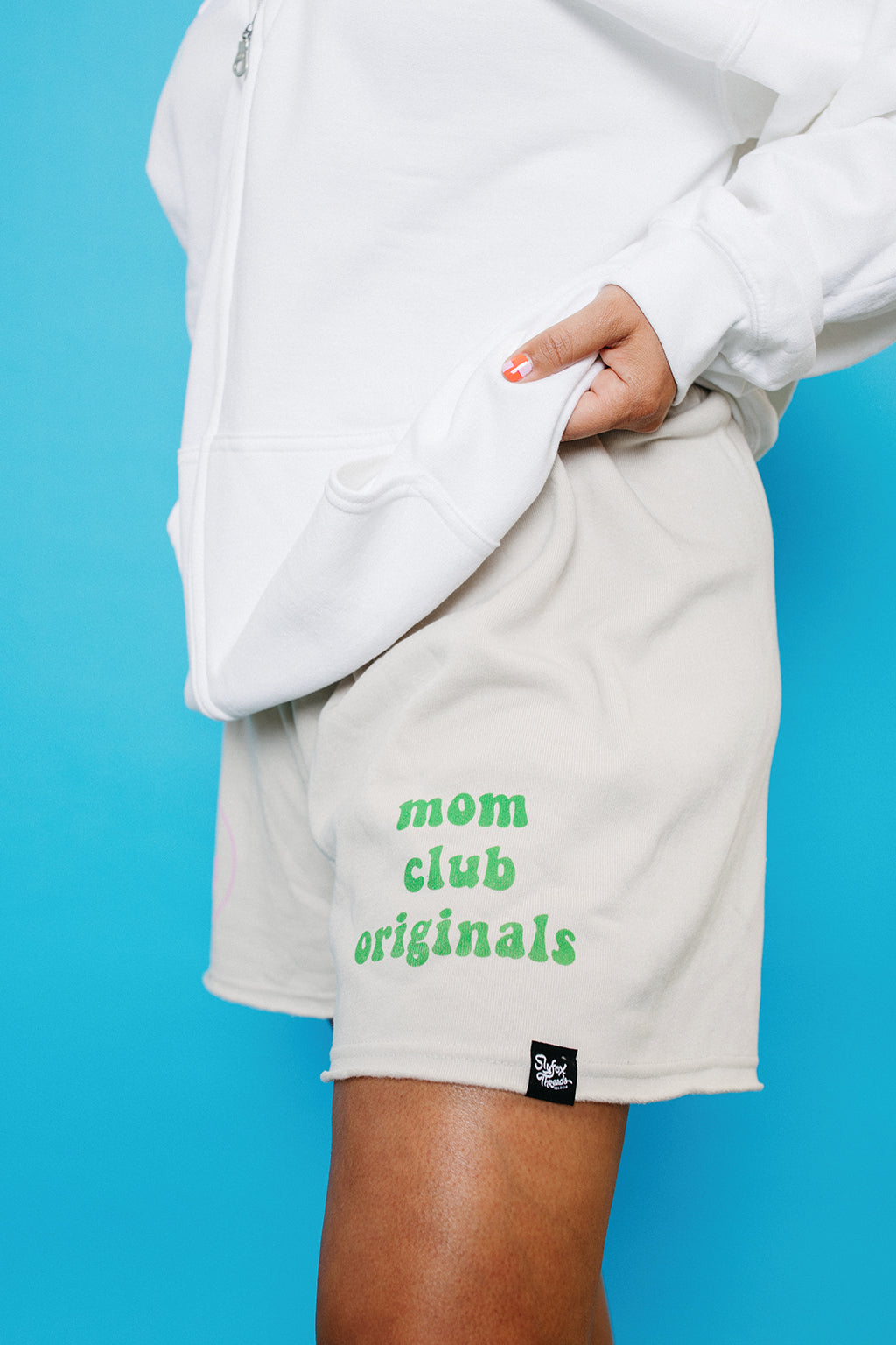 Mom Club Originals Daisy Face Tan Sweatshorts