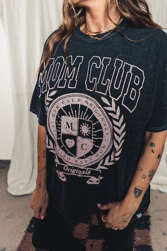 Load image into Gallery viewer, MOM Club Mineral Wash Varsity Tee
