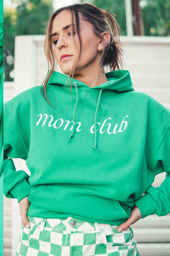 MOM CLUB Cursive Green Hoodie