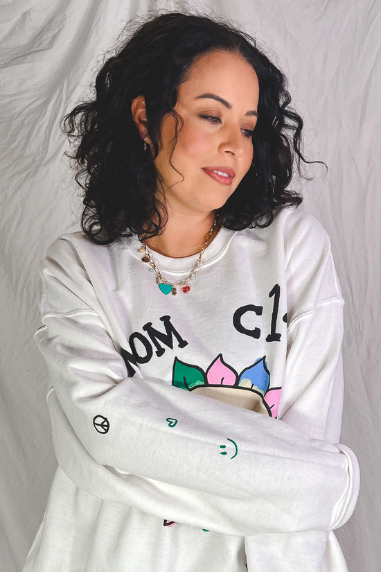Mom Club Flower Face Crewneck