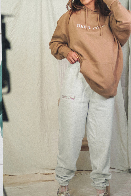 Load image into Gallery viewer, Mom Club Embroidered Ash Sweatpants
