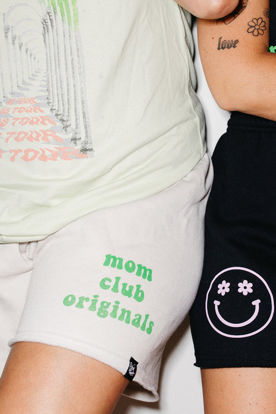 Mom Club Originals Daisy Face Tan Sweatshorts