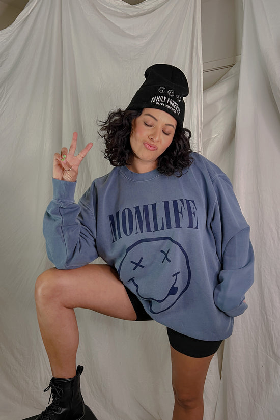 Blue Momlife Rocker Crewneck