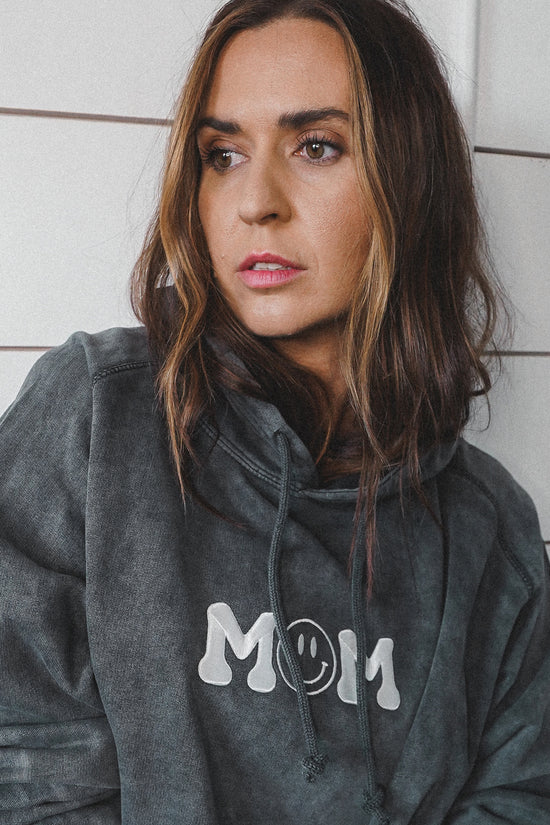 Happy Mom Embroidered Vintage Hoodie