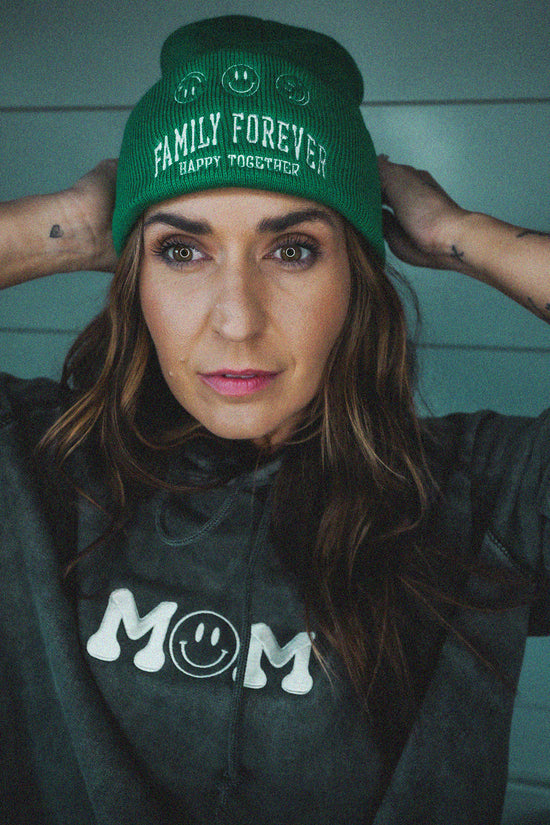 Green Family Forever Embroidered Beanie