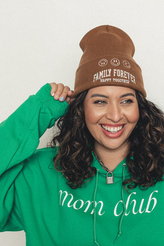 Load image into Gallery viewer, Caramel Family Forever Embroidered Beanie
