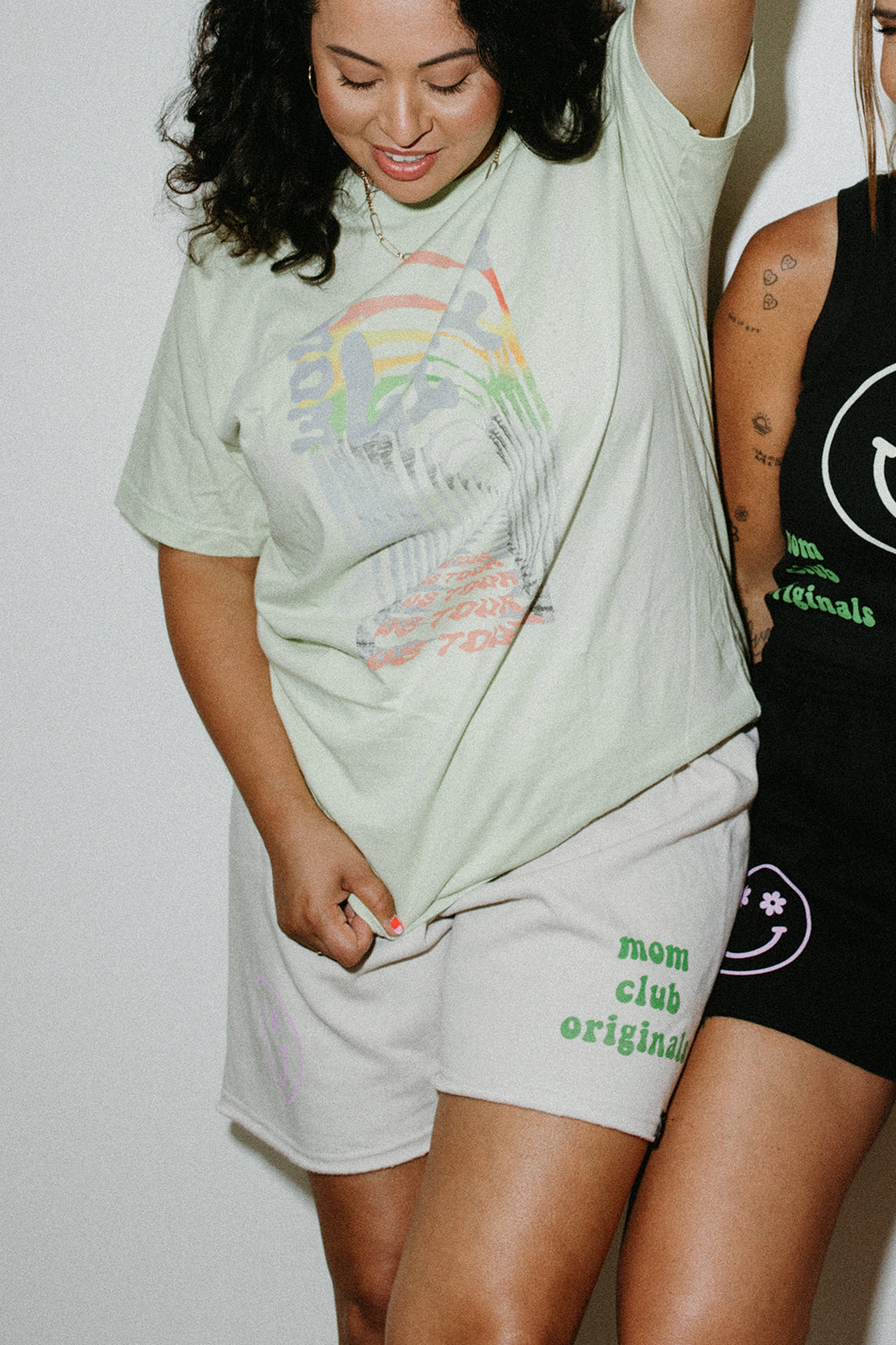 Mom Club Originals Daisy Face Tan Sweatshorts