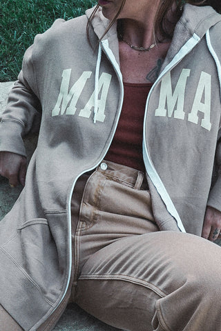 Mama Being a mom is Cool Brown Zip Up