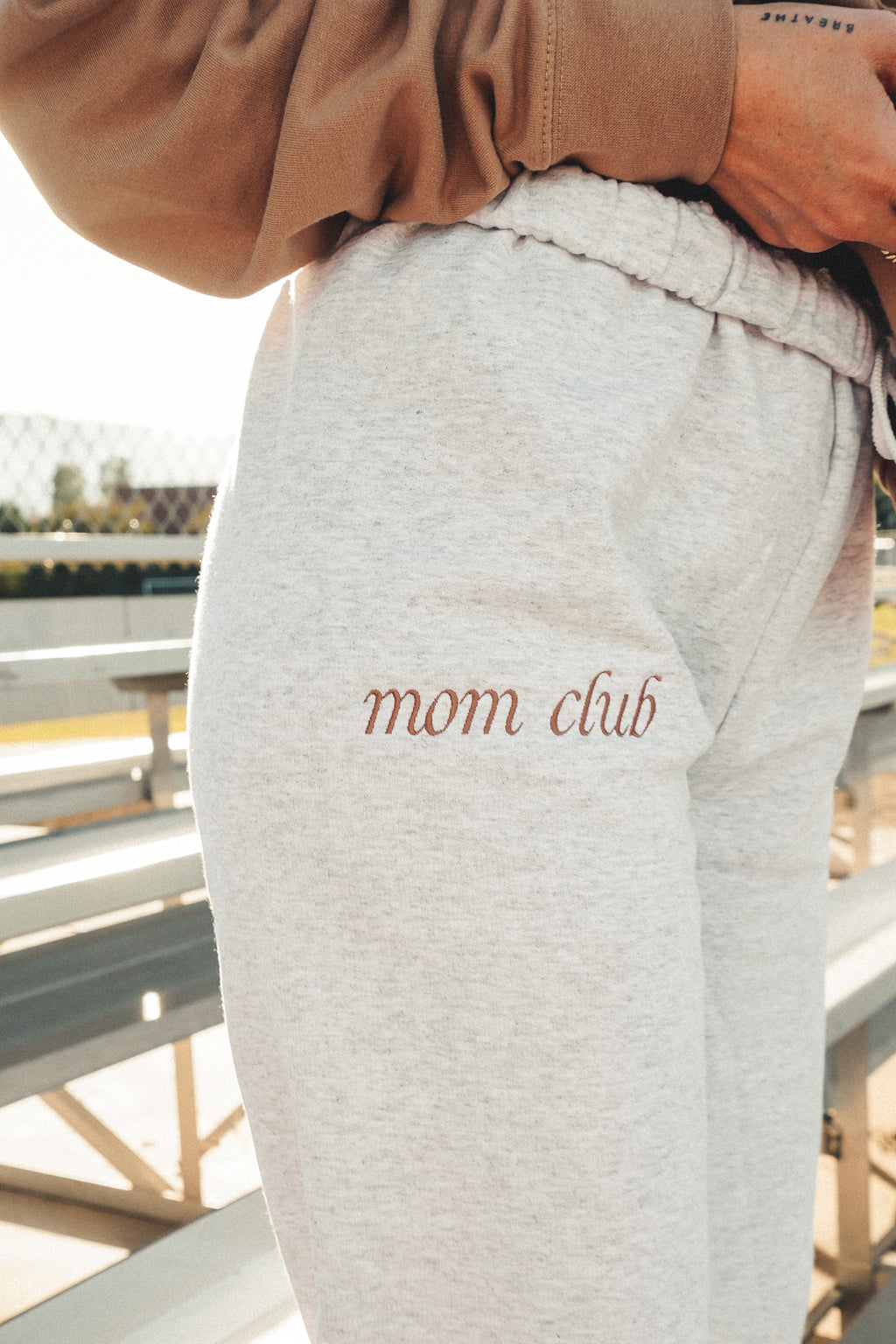 Load image into Gallery viewer, Mom Club Embroidered Ash Sweatpants
