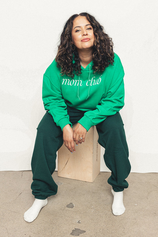 MOM CLUB Cursive Green Hoodie
