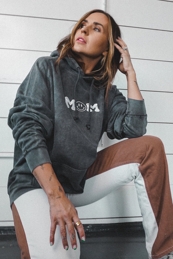 Happy Mom Embroidered Vintage Hoodie
